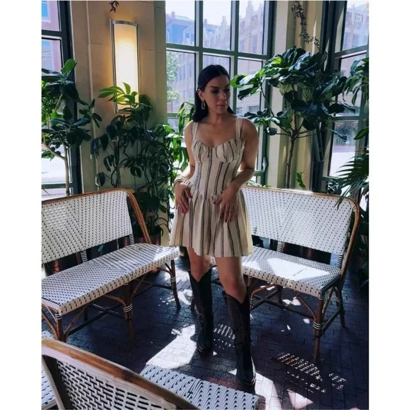 Striped Cream Dress - Picture 2 of 5